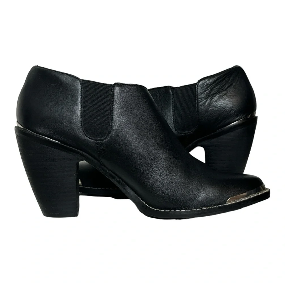 DOLCE VITA CARLIN BLACK LEATHER METAL TOE WESTERN CHELSEA ANKLE BOOTS SIZE 10